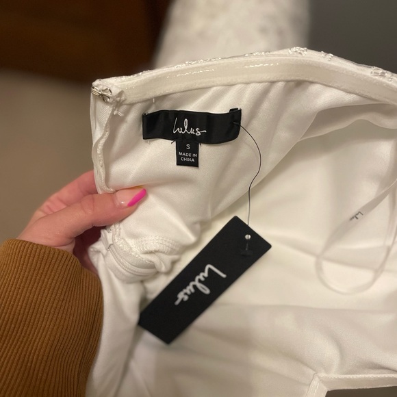 Lulu's White Embroidered Strapless Mini Dress - Picture 4 of 5